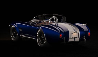Almaty, Kazakistan - 15 Haziran 2022. 1966 Shelby Cobra 427 SC eski klasik spor araba üstü açılır. izole edilmiş 3d oluşturucu