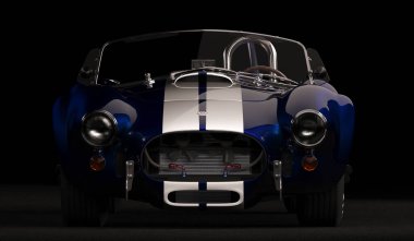 Almaty, Kazakistan - 15 Haziran 2022. 1966 Shelby Cobra 427 SC eski klasik spor araba üstü açılır. izole edilmiş 3d oluşturucu
