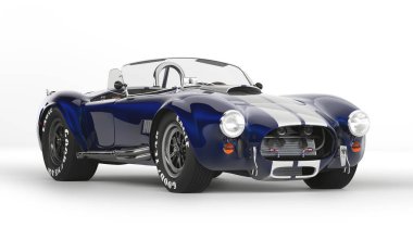 Almaty, Kazakistan - 15 Haziran 2022. 1966 Shelby Cobra 427 SC eski klasik spor araba üstü açılır. izole edilmiş 3d oluşturucu