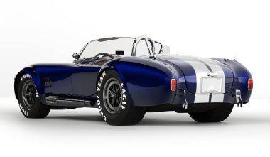 Almaty, Kazakistan - 15 Haziran 2022. 1966 Shelby Cobra 427 SC eski klasik spor araba üstü açılır. izole edilmiş 3d oluşturucu