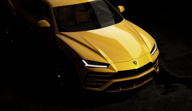 Almaty, Kazakistan 05 Temmuz. Lamborghini Urus lüks spor arazi aracı. İzole edilmiş 3d oluşturucu