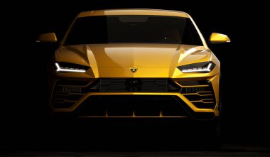 Almaty, Kazakistan 05 Temmuz. Lamborghini Urus lüks spor arazi aracı. İzole edilmiş 3d oluşturucu