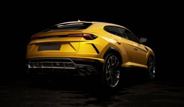 Almaty, Kazakistan 05 Temmuz. Lamborghini Urus lüks spor arazi aracı. İzole edilmiş 3d oluşturucu
