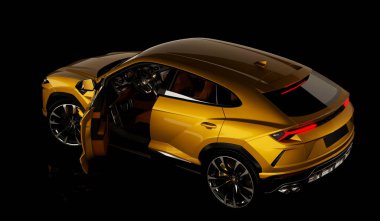 Almaty, Kazakistan 05 Temmuz. Lamborghini Urus lüks spor arazi aracı. İzole edilmiş 3d oluşturucu