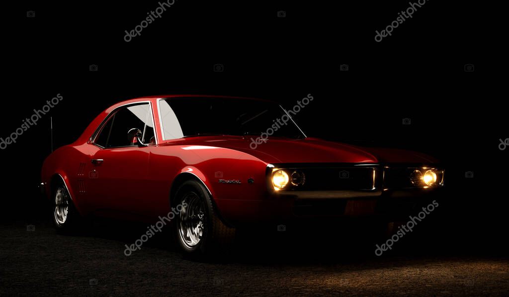 Almaty, Kazakhstan - July 20, 2022: 1967 Pontiac Firebird. Oldtimer classic car. Isolated 3d render