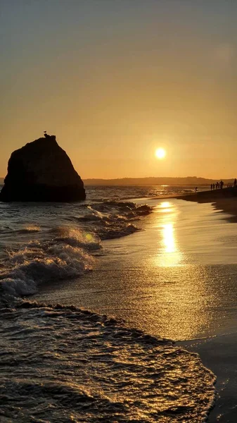 Praia Dos Tres Irmaos'ta gün batımı, Algarve, Portekiz