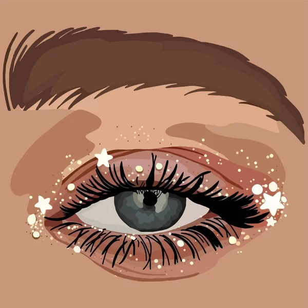 Glitter Eye Vector Fashion Illustration — Stock Vector