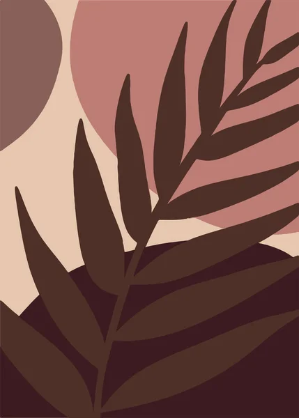 Анотація Ботанічного Настінного Художнього Плаката Рідкі Органічні Форми Нейтральні Природні Стокова Ілюстрація