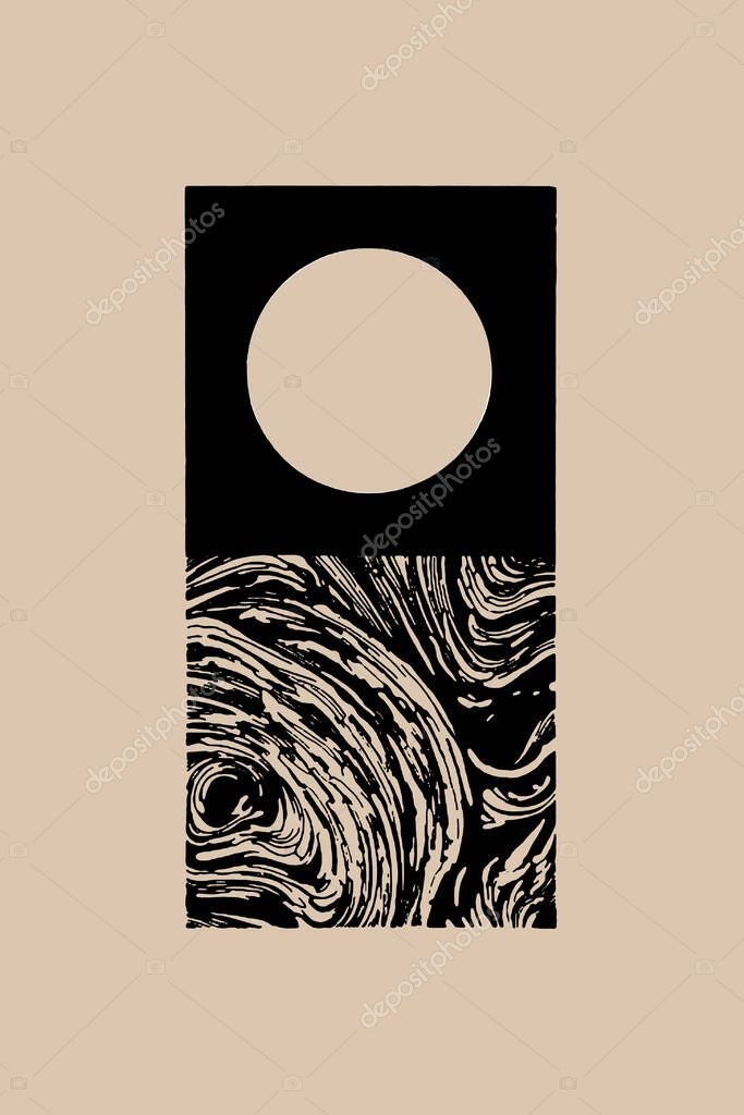 Boho wall decor. Mid century modern minimalist art print. Liquid marble texture.