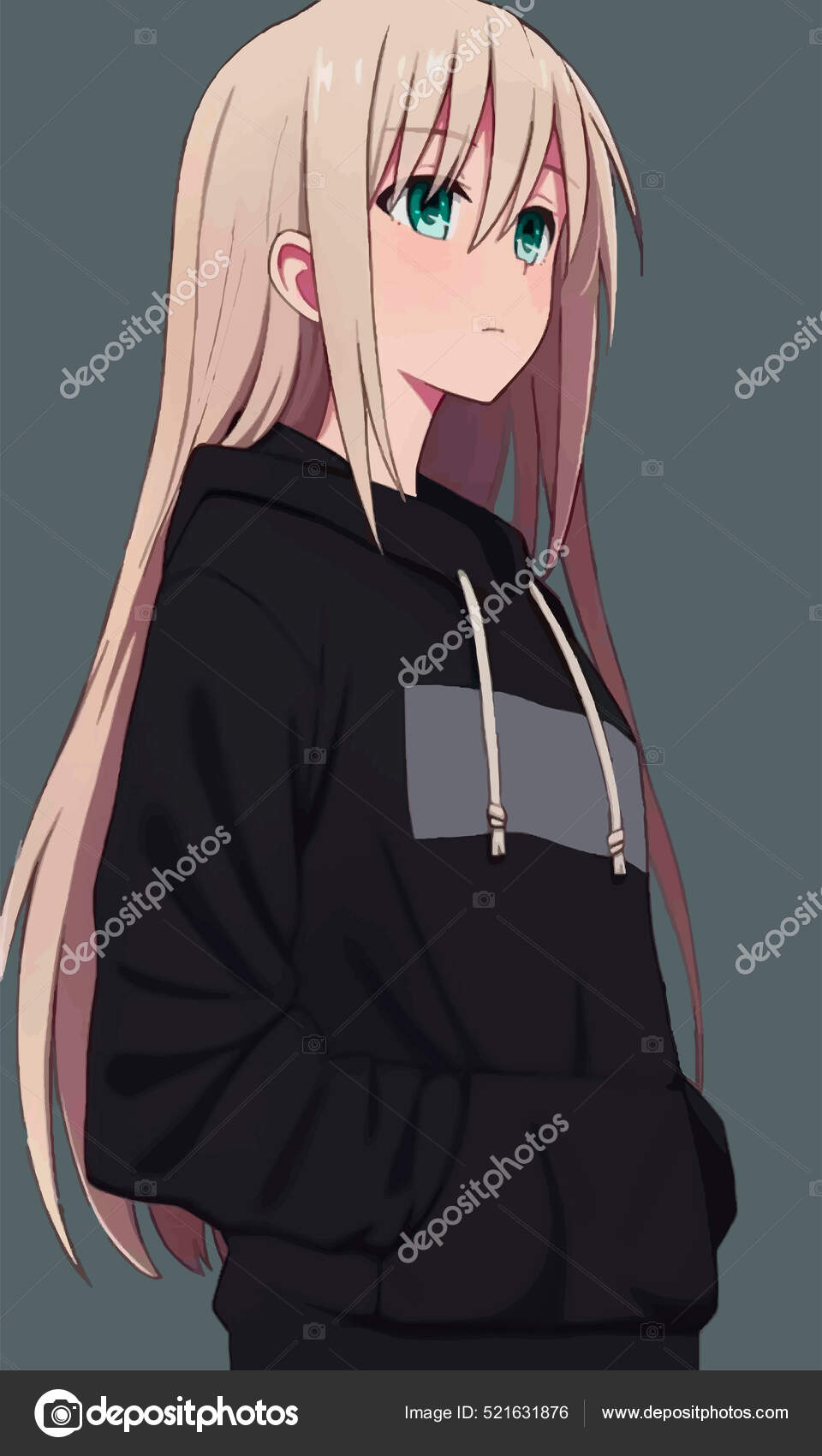 Anime Girl with a Bow in Her Hair Stock Vector - Illustration of