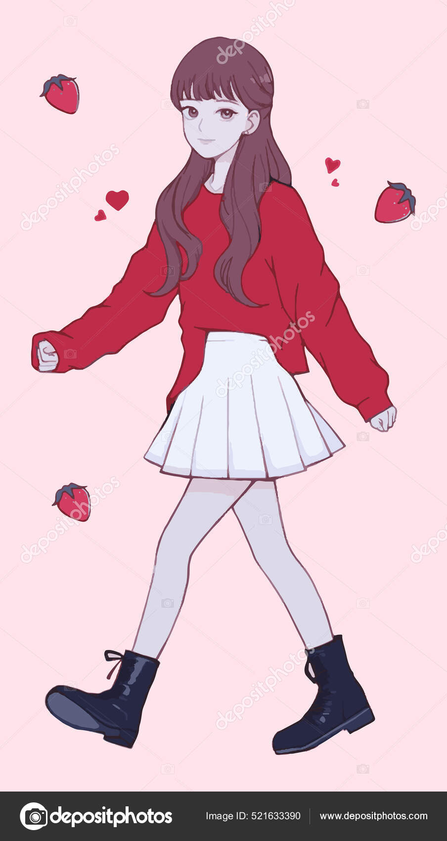 Cute Anime Girl Stock Illustration