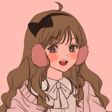Pembe kulaklıkları ve kafasında kurdelesi olan tatlı bir anime kız. 