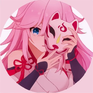 Kedi Maskesi ve Pembe Saçlı Sevimli Anime Kız 