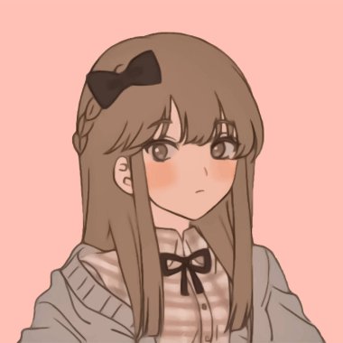 Saçında fiyonk olan tatlı bir anime kız. 