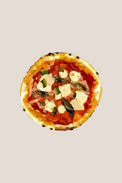 Pizza Apetitosa Com Mussarela Ilustração Vetorial — Vetor de Stock