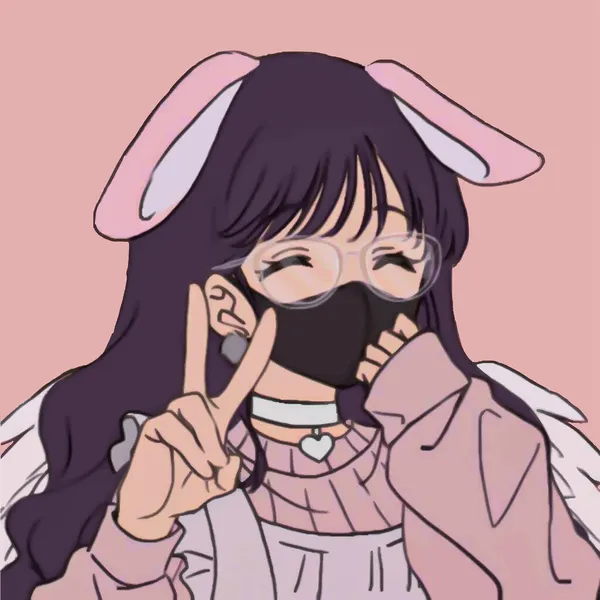 Schattig Anime Meisje Met Transparante Bril Bunny Ears — Stockvector