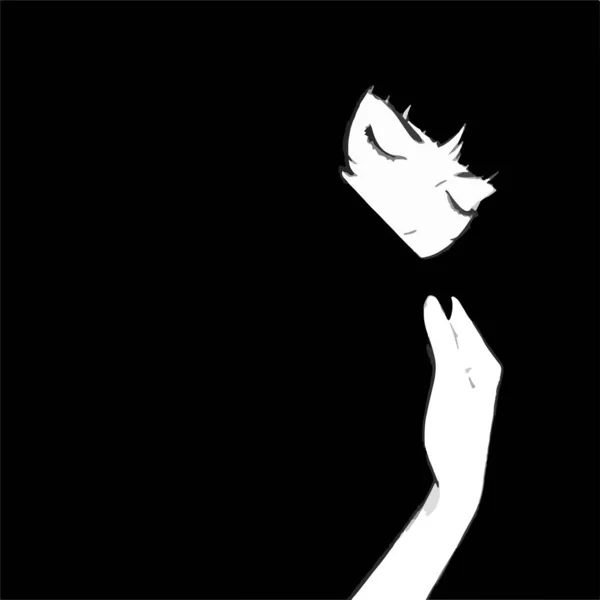 Sleeping Girl Covered Blanket Illustration Black White Style — 图库矢量图片