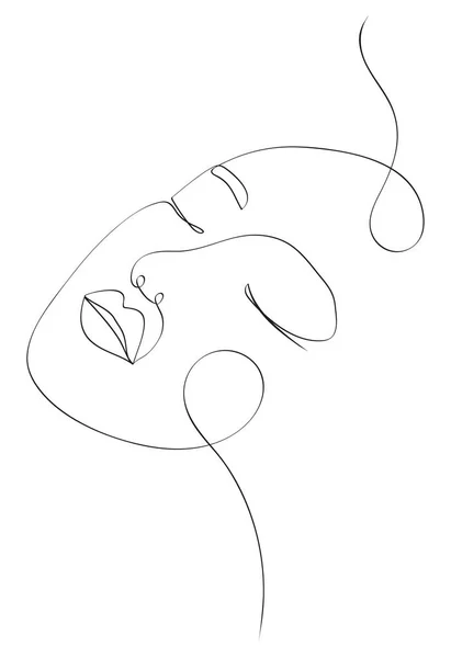 Женщина Сталкивается Непрерывным Рисованием Линии Абстрактный Женский Портрет Логотип Значок — стоковый вектор