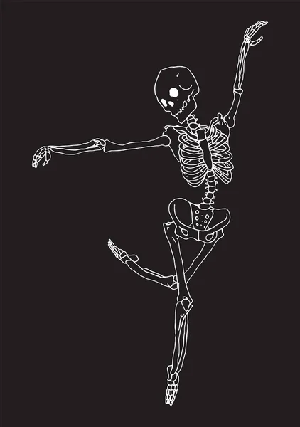 スケルトンバレエダンサーダンス インスピレーションベクトルイラスト — ストックベクタ