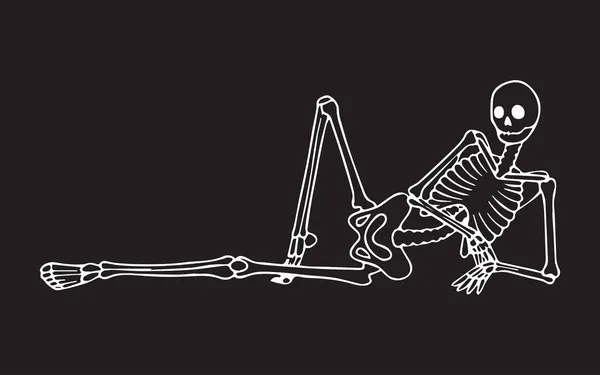 Ένας Μοναχικός Σκελετός Βρίσκεται Θέση Αναμονής Εικονογράφηση Διανύσματος — Διανυσματικό Αρχείο