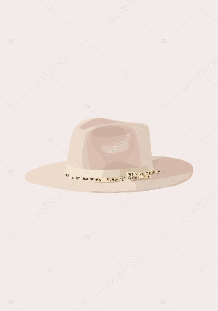 White hat with a bow. Vector illustration 