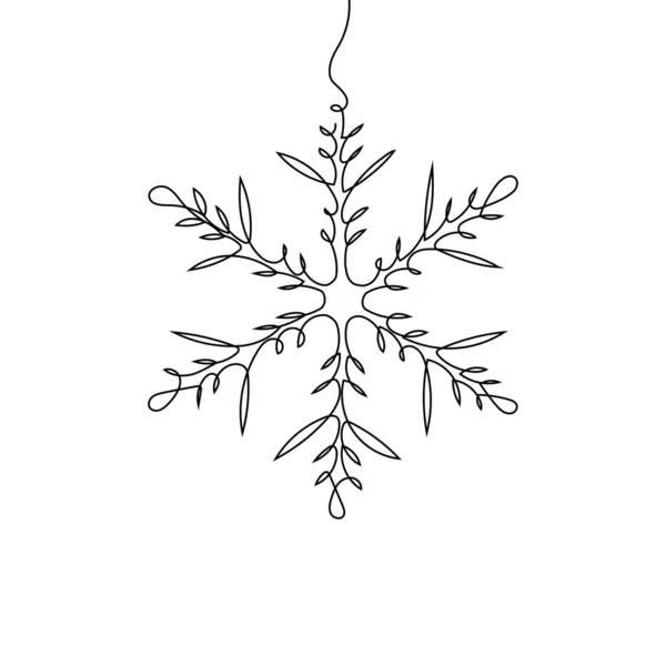 Dibujo Continuo Una Línea Copo Nieve Concepto Celebración Año Nuevo — Archivo Imágenes Vectoriales