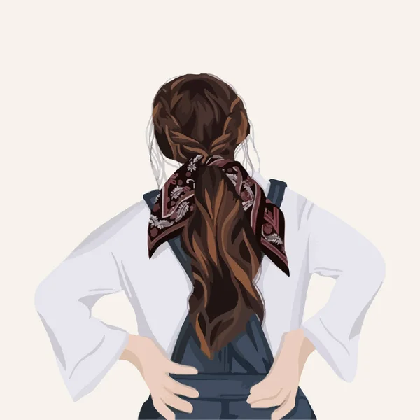 Una Chica Con Pañuelo Pelo Ilustración Vectorial Moda — Vector de stock