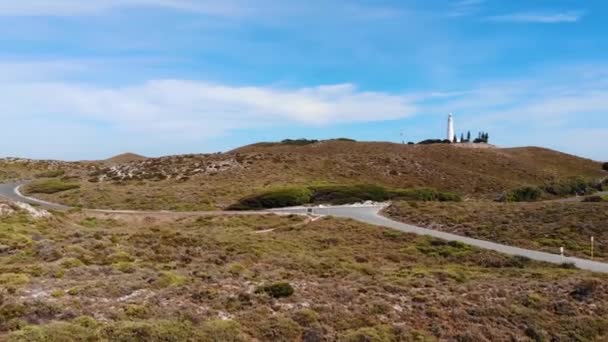 Letecký Pohled Příjezdovou Cestu Ostrova Rottnest Výhledem Maják Západní Austrálii — Stock video