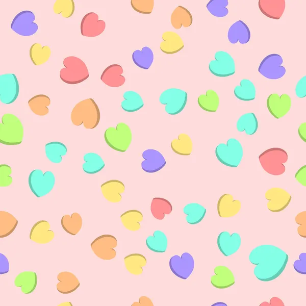 Candy Hearts Seamless Pattern Pastel Arc Ciel Conversation Coeur Conception — Image vectorielle