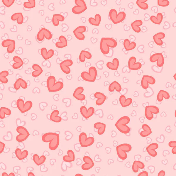 Cute Seamless Pattern Scattered Hearts — Stock Vector
