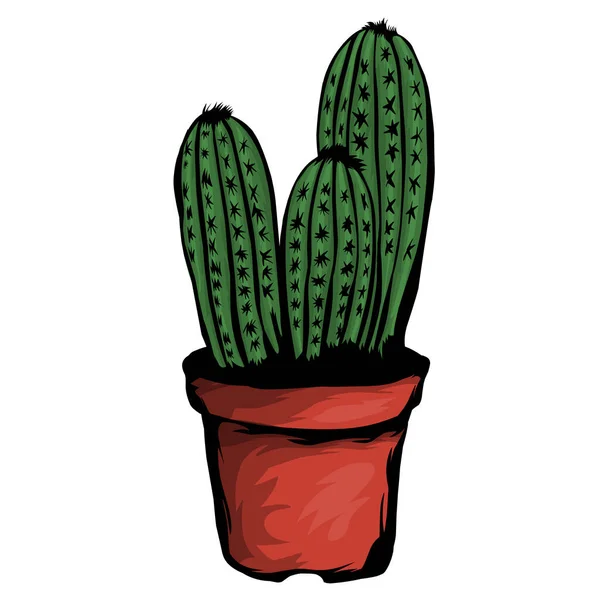 Cactus Pot Vecteur Fond Blanc — Image vectorielle