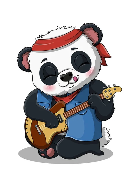 Mignon bébé panda joue de la guitare — Image vectorielle