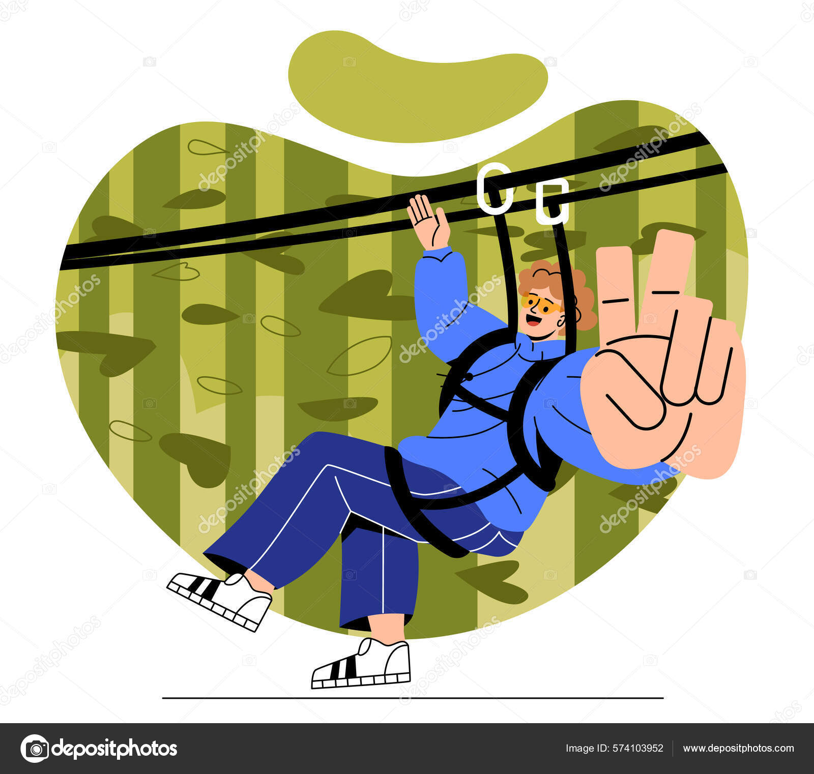 Отдых Природе Приключениях Парень Скатывается Канату Парку.