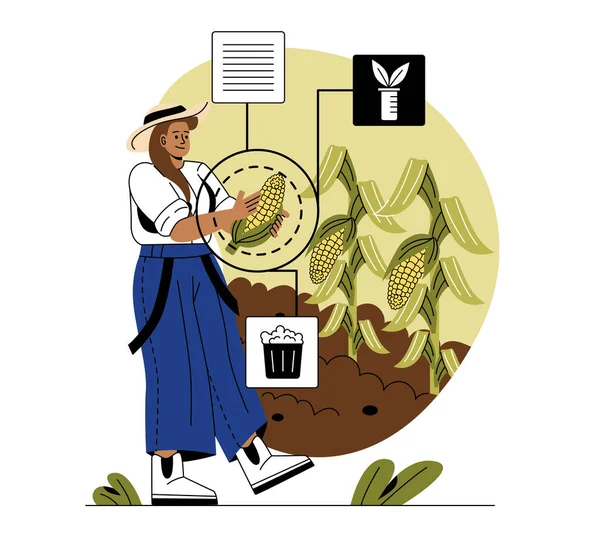 Farming Agriculture Concept Young Woman Farmer Gardener Harvesting Fresh Ripe — Stockvector