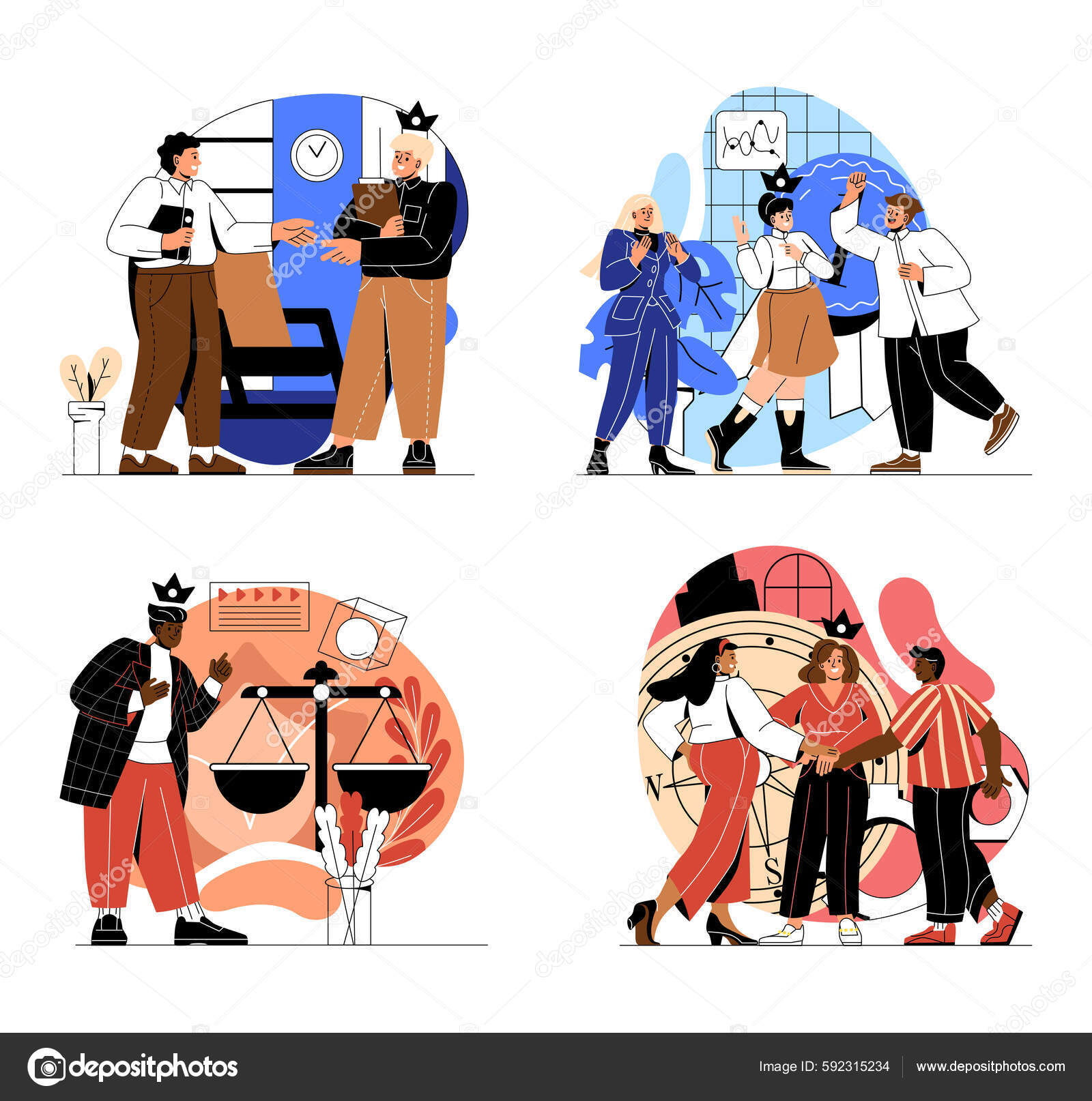 Conjunto Princípios Morais Empresa Funcionários Defendem Regras Justiça  Honestidade Honra Vetor de ©mymentalhealth 592315234, image size:1600x1614