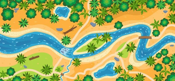 Forest Landscape River Top View Beautiful Template Trees Shore Water — Vector de stock