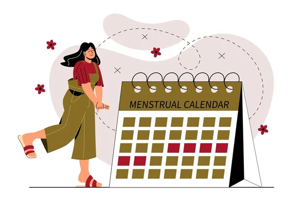 Menstrual Calendar Concept Health Pregnancy Cycle Monitoring Monthly Schedule Marked — Vettoriale Stock