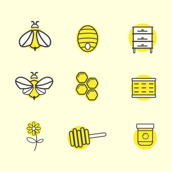 Simple Yellow Bee Honey Vector Bundle Perfect Illustration Animation — Stock Vector