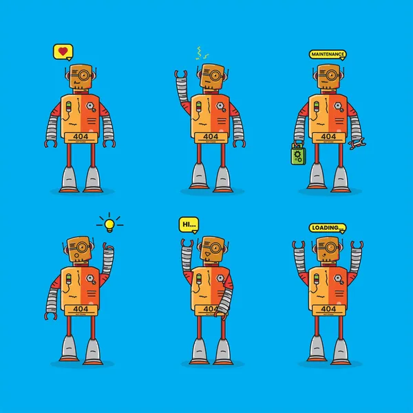 Conjunto Paquetes Expresiones Lindas Vectoriales Del Robot Error Que Saluda — Vector de stock