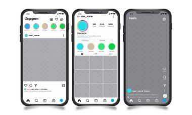 Akıllı telefon koleksiyonunda gerçekçi instagram modelleme şablonu