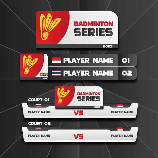 Logo Szablon Turnieju Badminton Broadcast Set Idealny Ilustracji Projektu Turnieju — Wektor stockowy
