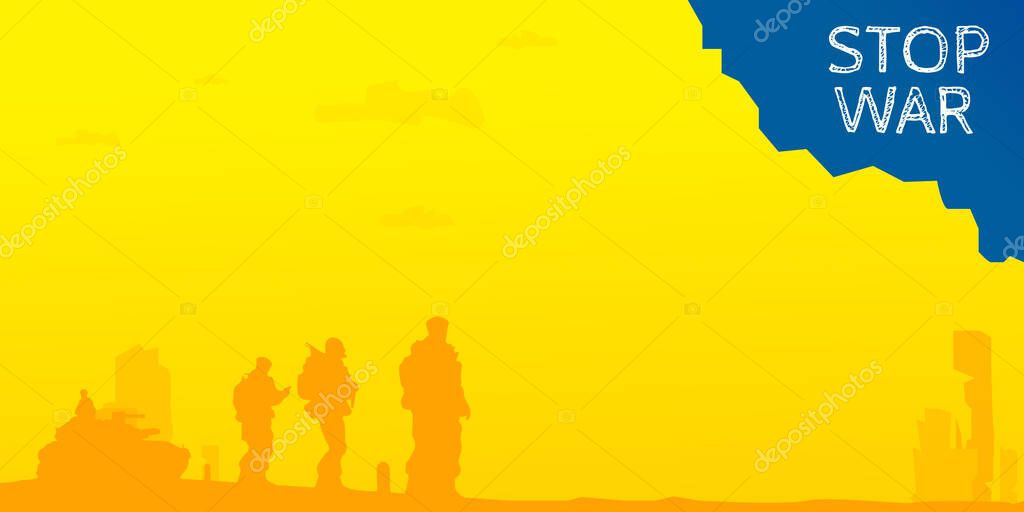 Simple blue and yellow russian ukraine war vector illustration