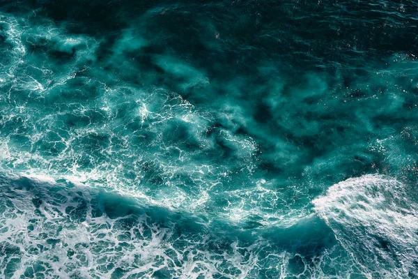 Luchtzicht Het Zien Van Golven Met Schuim Golven Van Zee — Stockfoto