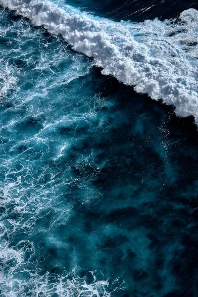 Vista Aérea Para Ondas Oceano Splashing Waves Azul Água Mar — Fotografia de Stock