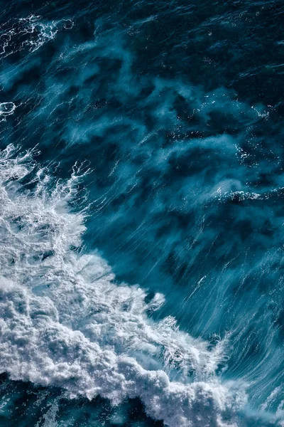 Aerial View Seething Waves Foam Waves Sea Meet Each Other — Stock Photo, Image