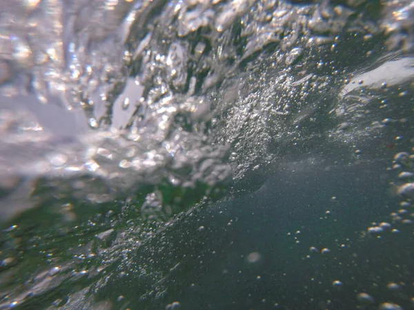 Underwater View Wave Bubbles — Zdjęcie stockowe