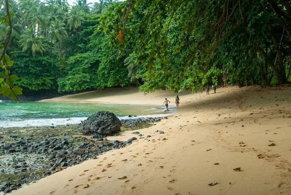İnsanlar Jungle Beach 'te yürüyor.