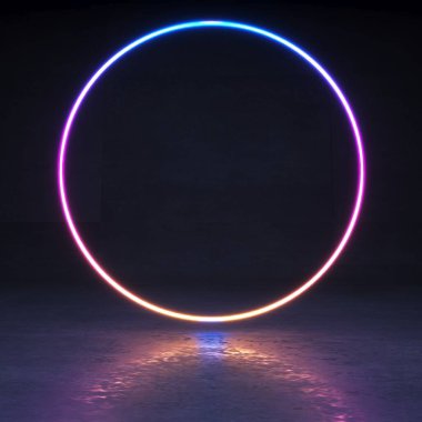 3 boyutlu illüstrasyon. Plazmadan soyut koyu arkaplan halkası. Podyum. Yüksek enerji