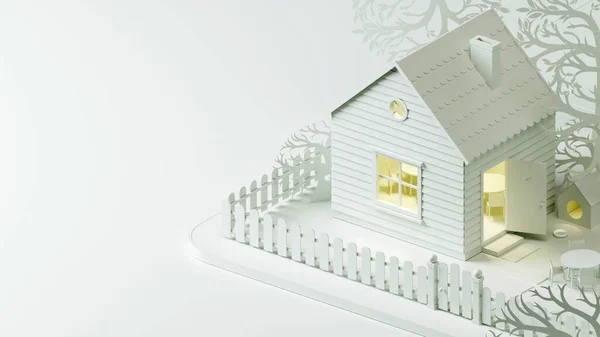 Фон с игрушечным макетом дома крупным планом — стоковое фото
