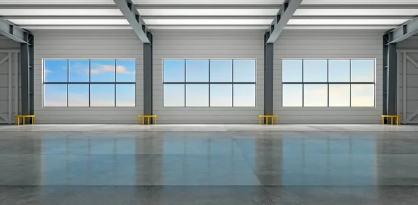 Новий порожній склад або заводський відкритий простір — стокове фото